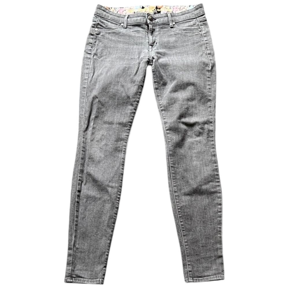 Rich & Skinny Gray Skinny Jeans Low Rise Stretch Denim Designer USA - 28